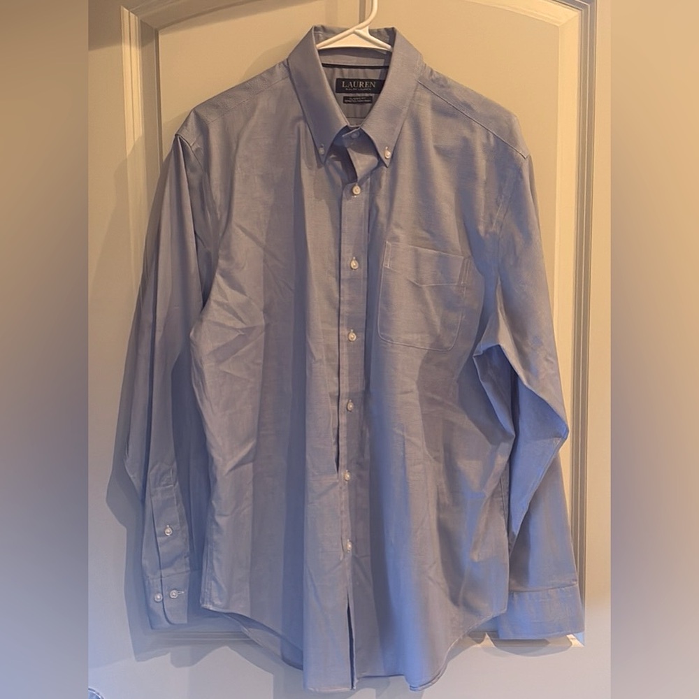 LAUREN Ralph Lauren Men’s Dress Shirt Classic Fit Long Sleeve Blue 16.5 34/35